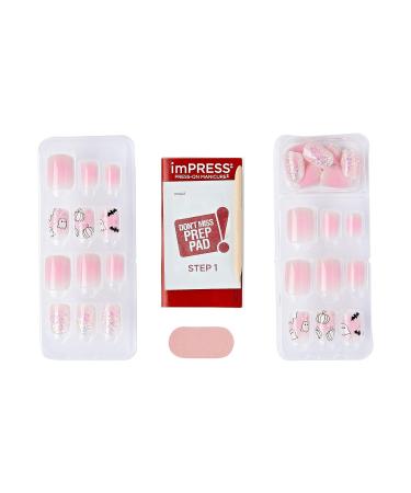 Buy KISS imPRESS Halloween Press-On Manicure - Chip Proof Smudge Proof Waterproof Pink Nails with PureFit Technology | Short Square Shape Prep Pad & Accessories - Buy Online on SooperMarket.com