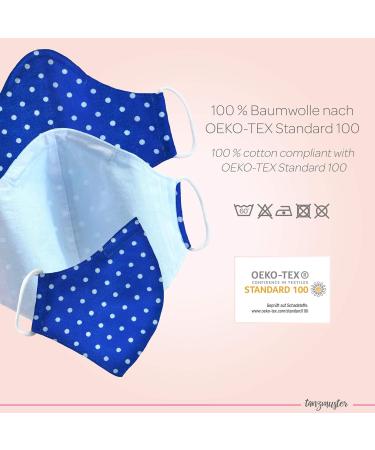 Dance Pattern Washable Cotton Mask for Kids & Adults - 2-Layer with Nose Bracket & Filter Bag - Oeko-Tex Standard 100 - Blue & White Dots (1 Pack) - Buy Online on SooperMarket.com