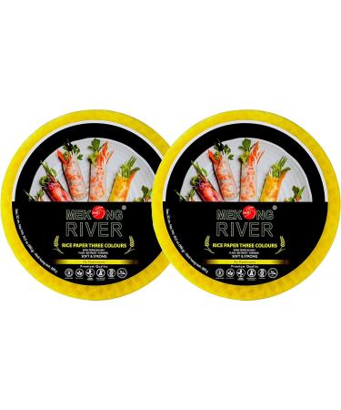 Lyan Mekong River Banh Trang Vietnamese Three Colours Rice Paper Round 22cm - 300g - Pack of 2 | Gluten-Free | Vegan | 100% Natural Rice Paper - Buy Online on SooperMarket.com
