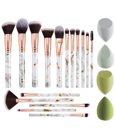 Makeup Brushes DUAIU 16Pcs Makeup Brush Set Professional Foundation Brush Blending Eyeshadow Concealer Brush Set with 4pcs Makeup Sponge C Green