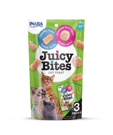 Inaba Juicy Bites Katzenleckerlies nibbles with lush core in funny forms bite-sized cat snacks inkfish & Hausmanns-broth 3x11g pack of inkfish & bouillon 11.3 g (3 Series Pack)