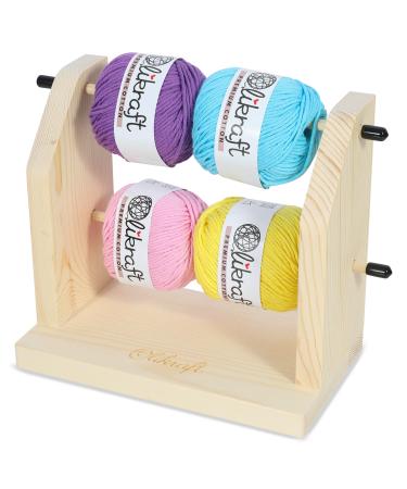 Olikraft Double Revolving Yarn Holder - Horizontal Yarn Spindle Feeder or Dispenser - Craft Supplies for Crochet and Knitting Wood