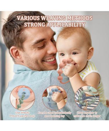 CLdy 2-in-1 Silicone Pacifier Chain & Bite Ring Toys - BPA-Free Baby Pacifier Holder Strap - 3-Pack (Orange Purple Pink) for Boys & Girls - Buy Online on SooperMarket.com