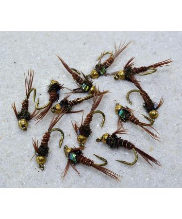Bead Head Flash Back Pheasant Tail Mayfly Nymph Flies on Mustad Signature Fly Hooks - 12 Pack, Hook #12 - Buy Online on SooperMarket.com