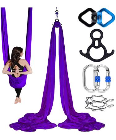 Orbsoul Aerial Silks + Yoga Hammock (Professional Grade) Includes Premium 100% Aerial Nylon Tricot Fabric Silks, Full Rigging Hardware and Easy Set-up Guide Crown Jewel