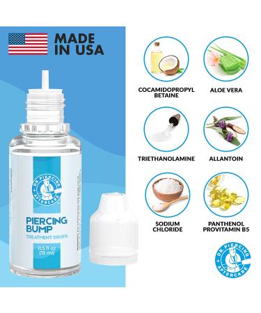 Dr. Piercing Aftercare Keloid Removal Drops - Non-Greasy Saline Solution for Piercings - Reduce Nose Piercing Bump Size - Treatment for Scars on Ear, Lip, Belly - 15mL - Buy Online on SooperMarket.com