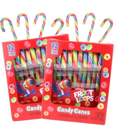 Froot Loops Candy Canes Limited Edition Fruit Flavored Stocking Stuffers 5.93 Ounces 2 Boxes