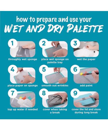 WetNDri Stay Wet Palette Kit for Acrylic Miniature Painting - 50pc Pallet Paper, 2 Sponge, Warhammer 40K Model Paint Brush Holder - Paint Mixing Storage Container with Lid - Buy Online on SooperMarket.com