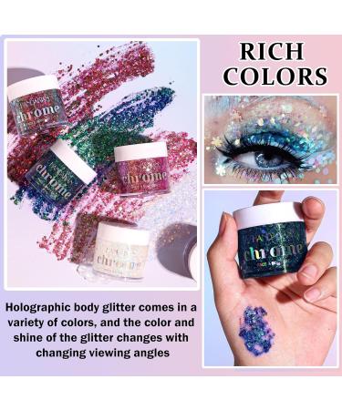 Body Glitter Gel | Natural Soft Shiny Makeup | Long Lasting Face & Hair Glitter | Lightweight Liquid Eyeshadow - 01# White - Buy Online on SooperMarket.com