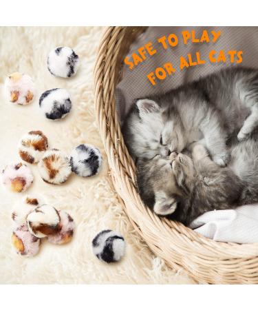12-Piece Large Plush Pets Ball Toy Set for Cats - Fuzzy Pom Pom Balls in Pink Leopard Print | Indoor Cat Entertainment - Buy Online on SooperMarket.com