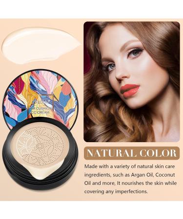 Mushroom Head Air Cushion CC Cream Moisturizing Concealer CC Cream Foundation Long Lasting Brighten Makeup Base with Mushroom Applicator Even Skin Tone for All Skin Types (Ivory) - Buy Online on SooperMarket.com