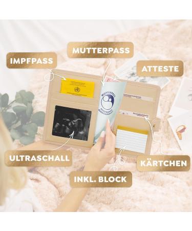 Twive Motherpass Cover (Love) | Magnetic Organizer for German Mother-Child Pass | Notepad Included | 8 Subjects in Taupe & Gold - Perfect Gift for Moms - Buy Online on SooperMarket.com