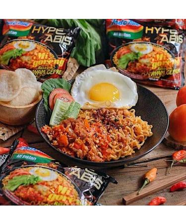 Indomie Mi Goreng Noodles - 85 g 10 Pack Hype Abis Instant Noodles Ayam Geprek Spicy Crushed Crispy Fried Chicken Noodles Hot and Spicy Noodles - Product of Indonesia Delicious Noodles - Buy Online on SooperMarket.com