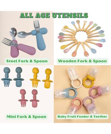 Baby Led Weaning Feeding Set (17 Pcs) | Suction Silicone Bowl, Self-Feeding Utensils & Fruit Feeder Cup | Rose Pink V2 - Buy Online on SooperMarket.com