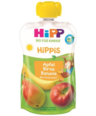 Hippi hippis squeezing bag apple-pear banana 100% organic fruits without added sugar 6 x 100 g bag H 8520 apf./birne/ban.100g 100 g (6 -pack) single