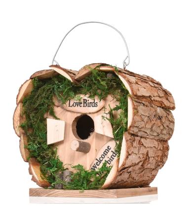 ASAB Bird House Wooden Hanging Bird Hotel | Garden Birds Nesting Box | Wood Robin Nester For Small Garden Birds | Easy Hanging Metal Hook | Lightweight | Compact | 100% Natural Wood