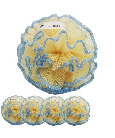(4 Pack) Exfoliating Body Scrubber Puff Deep Cleaning Sturdy Bath Loofah Mesh Sponge in Rough with Rich Bubbles for Men and Women 4 Count (Pack of 1) 4.0