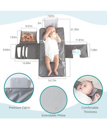 JanYoo Baby Portable Changing Pad with Wipes Pocket - Waterproof Travel Mat in Grey - Buy Online on SooperMarket.com