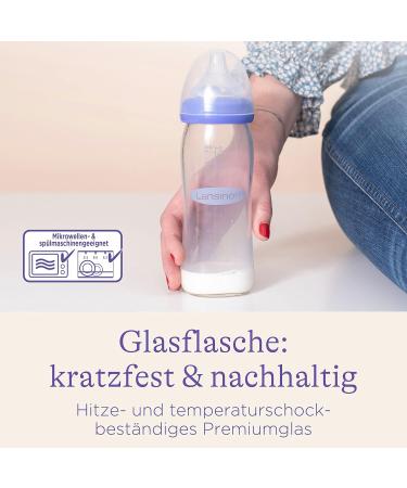 Lansinoh Glass Baby Bottle with NaturalWave Teat Size M - 240 ml | Durable Safe & BPA-Free - Best for Baby Feeding - Buy Online on SooperMarket.com