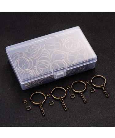 100Pcs 1 Inch Antique Bronze Keychain Rings with Jump Rings and Screw Eye Pins - Bulk Craft Supplies - Buy Online on SooperMarket.com