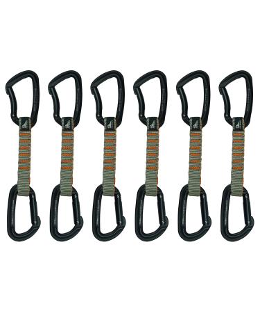 Fusion Climb 6-Pack 11cm Quickdraw Set with Contigua Blue Straight Gate Carabiner/Techno Zoom Apple Green Bent Gate Carabiner,One Size