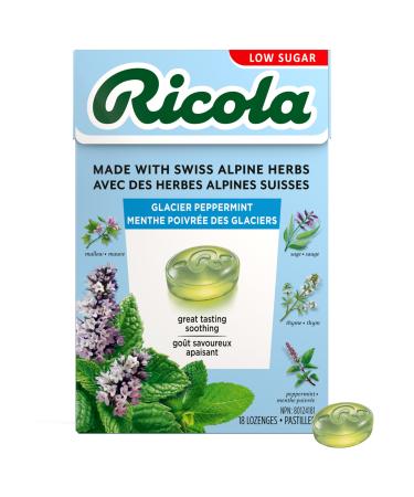Ricola Glacier Mint Cough Suppressant Throat Drops 18 Count Box