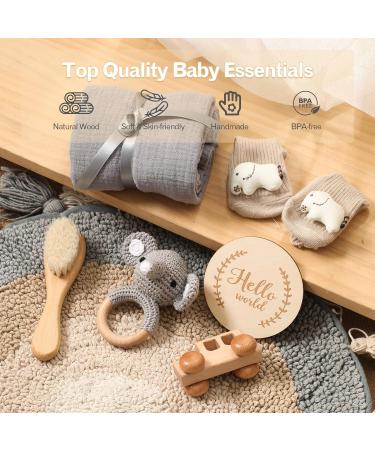 Shop Youuus 6-Piece Baby Gift Set - Newborn Essentials: Bath Towels Handmade Rattles Wooden Toys & More - Perfect for Boys & Girls! - Buy Online on SooperMarket.com