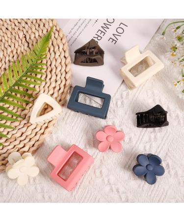Heyu-Lotus 9 PCs Hair Claw Clips Set - Small Matte Nonslip Clips for Women and Girls - Square, Flower, Triangular Shapes - Ideal for Thick, Fine, Medium Hair - 2 Inch - Mixed 2 - Buy Online on SooperMarket.com