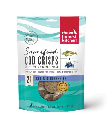 The Honest Kitchen Superfood Cod Crisps - Human Grade Natural Dog Treats - Cod & Berries Blueberry