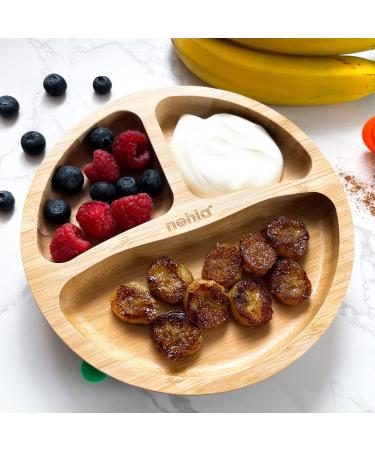 Nohla Bamboo Baby Suction Plate Bowl & Spoon Set | Secure Grip | Eco-Friendly BPA-Free | Lilac Color - Buy Online on SooperMarket.com