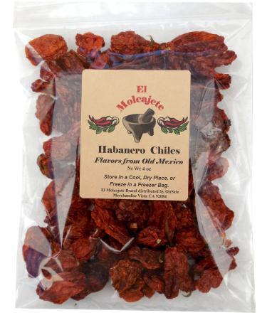 Dried Habanero Chiles El Molcajete Brand 4 oz Resealable Bag  Mexican Recipes, Chilis Tamales, Salsa, Chili, Meats, Soups, Mole, Stews & BBQ El Molcajete