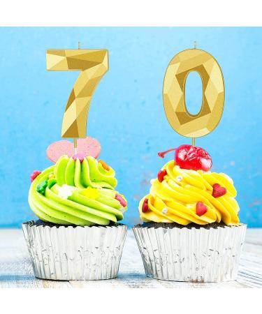 70th Birthday 3D Diamond Shape Number 70 Candles - Gold Happy Birthday Cake Topper for Wedding Decoration & Theme Parties - Buy Online on SooperMarket.com