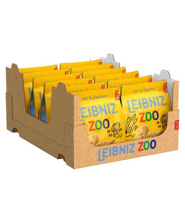 Leibniz Zoo -30 % sugar 12 pack butter cookies with motifs from the wildlife crispy cookies with less sugar large packing as a stock or for sale (12 x 125 g) sugar single