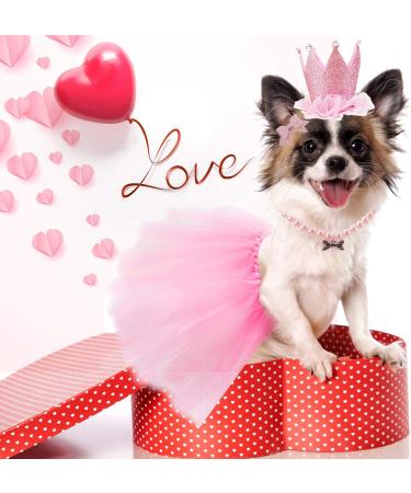 GAGILAND Dog Birthday Outfit - Pink Puppy Tutu Set with Adorable Hat and Necklace for Small Girl Dogs - Buy Online on SooperMarket.com