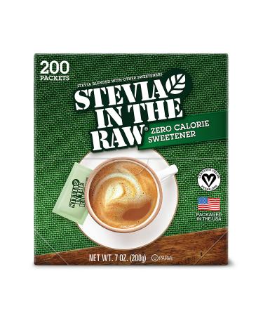 Stevia In The Raw, Plant Based Zero Calorie Sweetener, Sugar Substitute, Sugar-Free Sweetener for Coffee, Hot & Cold Drinks, Suitable For Diabetics, Vegan, Gluten-Free, 200 Count Packets (Pack of 1) 200 Count (Pack of 1) P