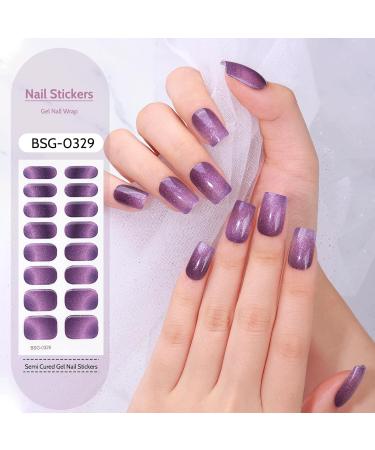 16 PCs Purple Gel Nail Polish Stickers - Full Wrap Nail Strips for Women & Girls | Cured Gel Nail Decoration (BSG-0329 Starry Sky) - Buy Online on SooperMarket.com