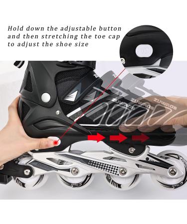 KIKSTYO Adjustable Inline Skates | Full Light Up Wheels | X-Large Size | Black Roller Skates for Kids, Adults, Women, and Boys - Buy Online on SooperMarket.com