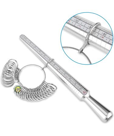 Metal Ring Sizer Tool Set - Ring Gauges with Finger Sizer Mandrel for Jewelry Sizing - Metallic - Buy Online on SooperMarket.com