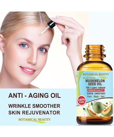 Botanical Beauty Muskmelon Seed Oil - 100% Pure Virgin Cold-Pressed Carrier Oil for Face Skin Hair | Rich in Vitamins E & C - 0.5 Fl oz (15 ml - Buy Online on SooperMarket.com