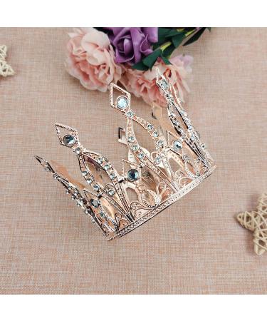 Rhinestone Crystal Crown Cake Topper - Handmade Tiara for Baby Shower, Birthday, Wedding - Rose Gold - Buy Online on SooperMarket.com