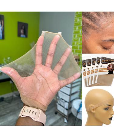 BEEOS SKINLIKE Real HD Wig Cap for Women 10 PCS Ultra-thin Invisible and Breathable Stretchy Stocking Sheer Caps for Lace Front Wig 10 Pieces
