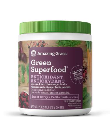 Amazing Grass Green Superfood Antioxidant Organic Powder with Greens & Acai Flavor: Sweet Berry 30 Servings 7.4 Ounces