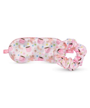 iscream Silky Satin  Fully Lined Sleep Mask and Matching Scrunchy Set - Sweet Holiday