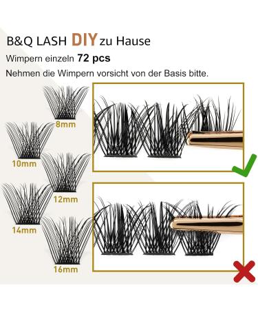 72 PCs B&Q DIY Individual Eyelashes - Reusable Fluffy Wispy for Beginners | Eyelash Extensions at Home (NM C-12 mm) - Buy Online on SooperMarket.com