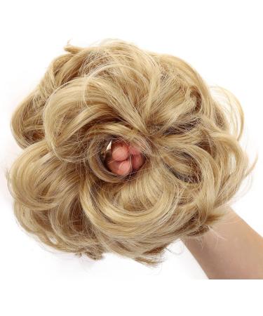 JJstar 2PCS Curly Messy Bun Hair Piece Set - Blonde Synthetic Fiber Scrunchies for Women & Girls - Buy Online on SooperMarket.com