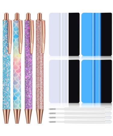 12 Pcs Weeding Pen Craft Pin Pen Weeding Tools for Vinyl Air Release Weeding Pen Vinyl Tool Fine Pinpoint Pen for Weeding with Refills and Squeegees for Craft Adhesive Vinyl