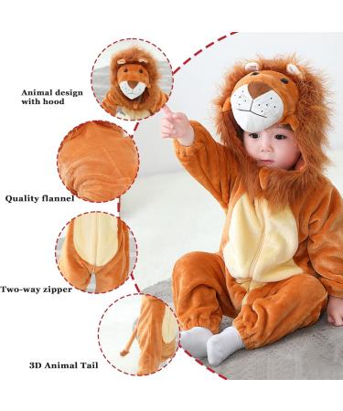 Doladola Unisex Baby Lion Romper | Flannel One Piece Pyjamas 6-12 Months - Buy Online on SooperMarket.com