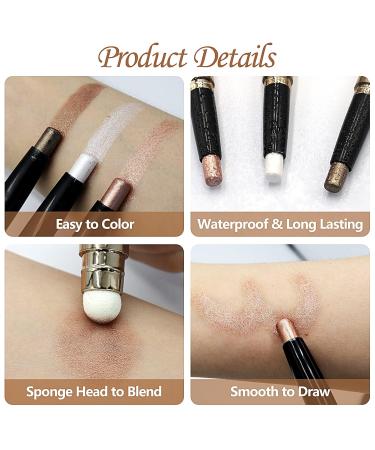Miioto Eyeshadow Stick Set - 3 PCs Cream Makeup Pens Waterproof Eye Brightener & Smoky Eyeshadow Crayon with Brush - Buy Online on SooperMarket.com
