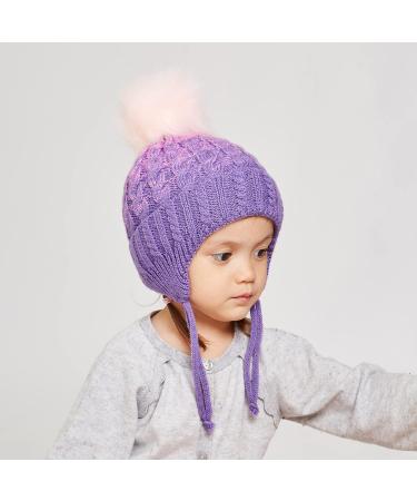 LANGZHEN Toddler Winter Hat Earflap Knit Cap for Baby Boys Girls 2-4 Years - Purple - Buy Online on SooperMarket.com