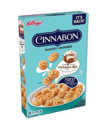 Kelloggs Cinnabon Cold Breakfast Cereal, 7 Vitamins and Minerals, Kids Snacks, Original, 8.7oz Box (1 Box)